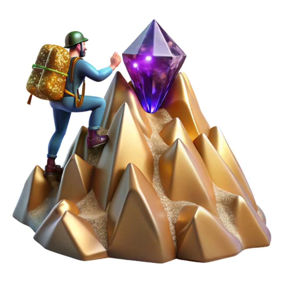 extraordinary creative Mountain Climber Reaching Summit Isolated Transparent Background high resolution png