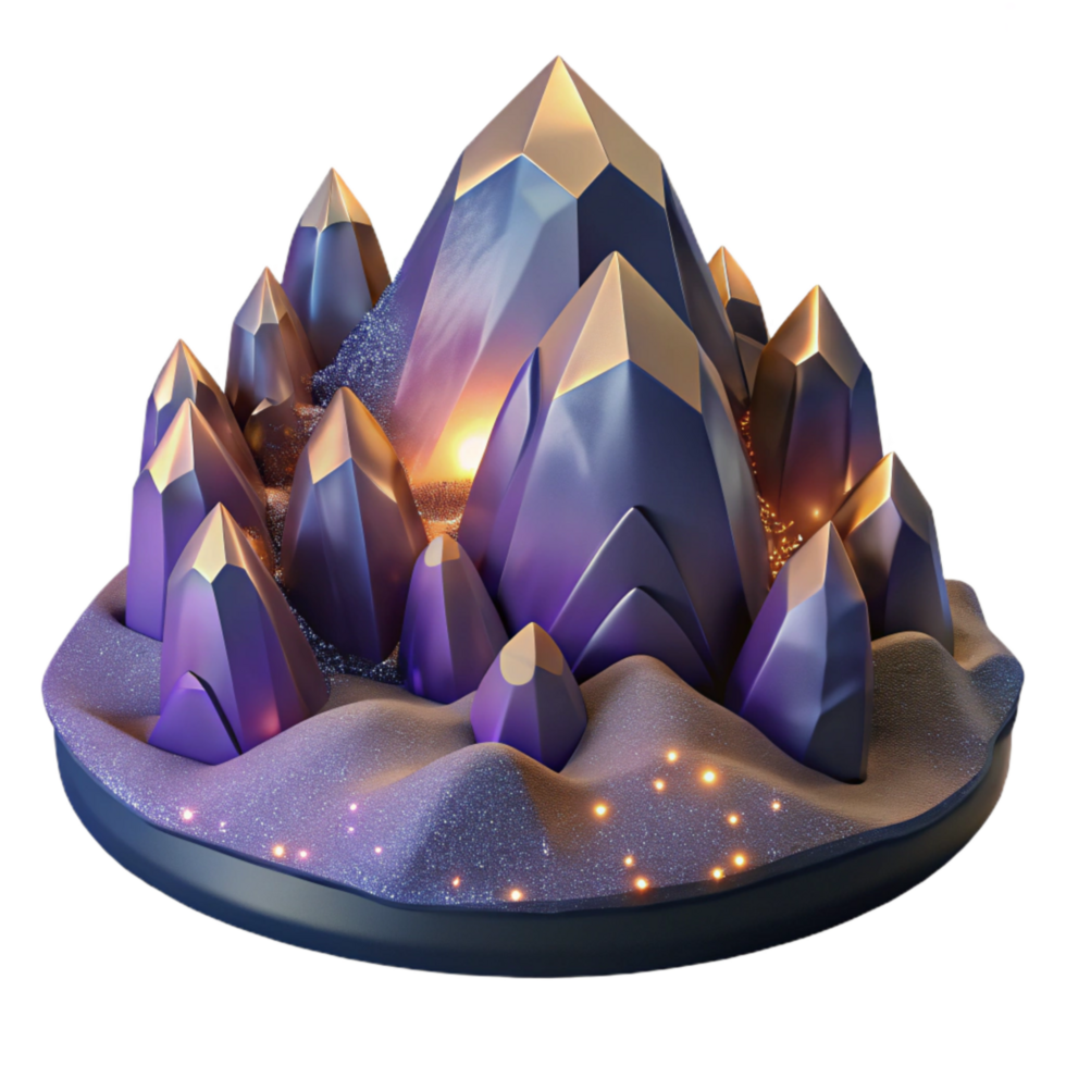 extraordinary artistic Mountain Landscape at Dusk Isolated Transparent Background authentic png