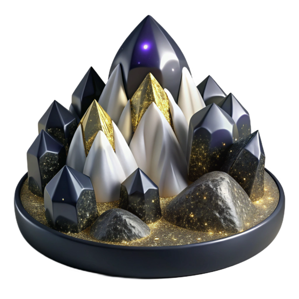 wonderful artistic Mountain Landscape in Black and White Isolated Transparent Background premium png