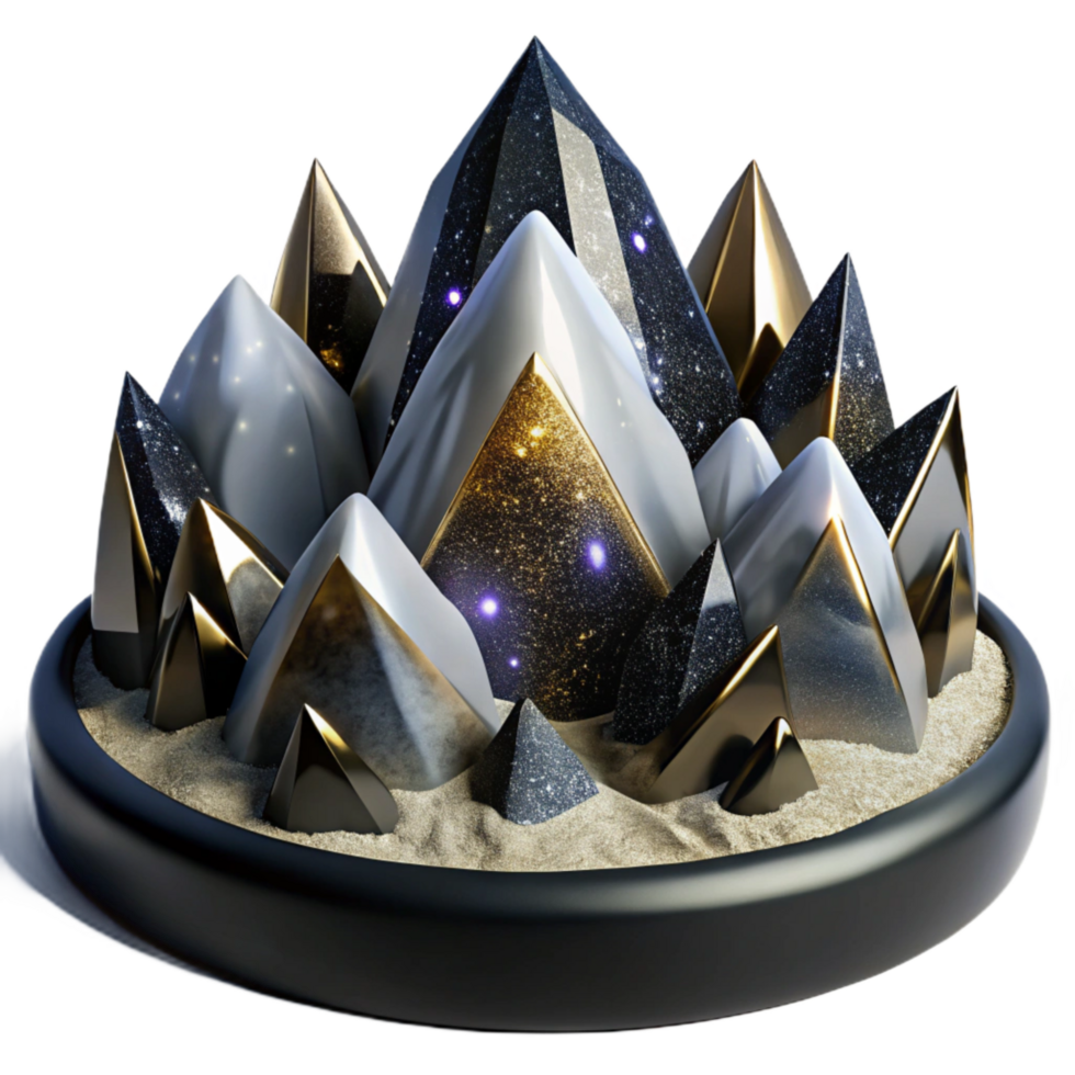 vibrant artistic Mountain Landscape in Black and White Isolated Transparent Background high resolution png