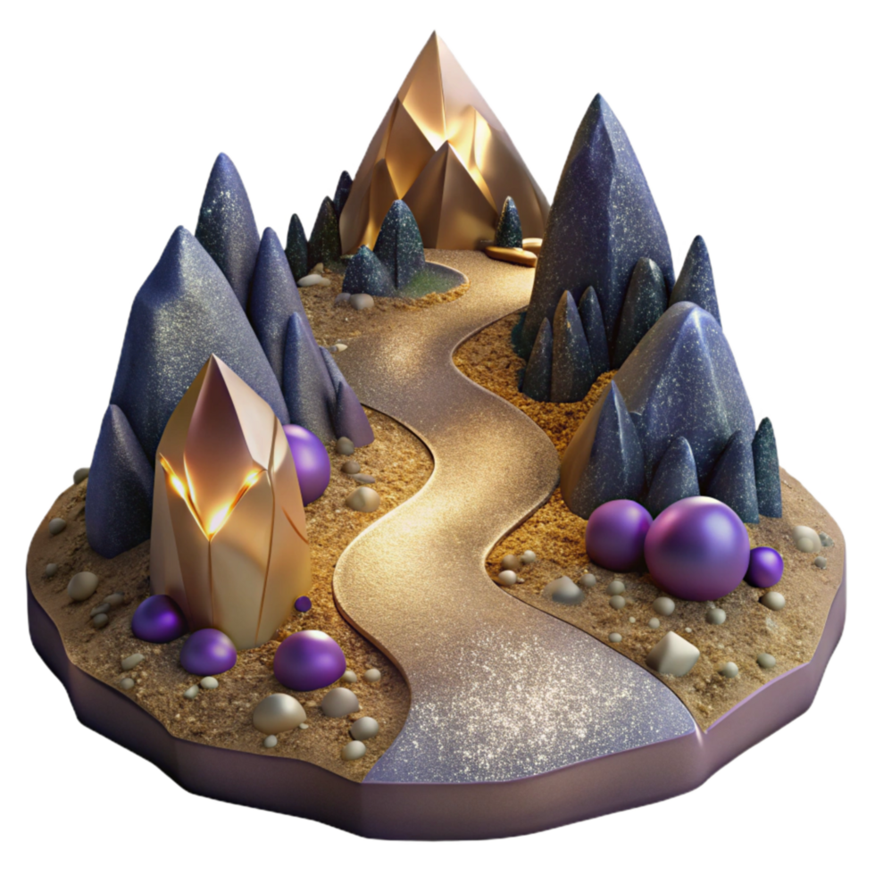 magnificent rustic Mountain Landscape with Hiking Trail Isolated Element high resolution png