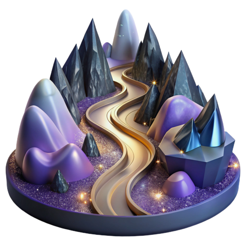 impressive rustic Mountain Landscape with Winding Road Isolated Transparent Background authentic png