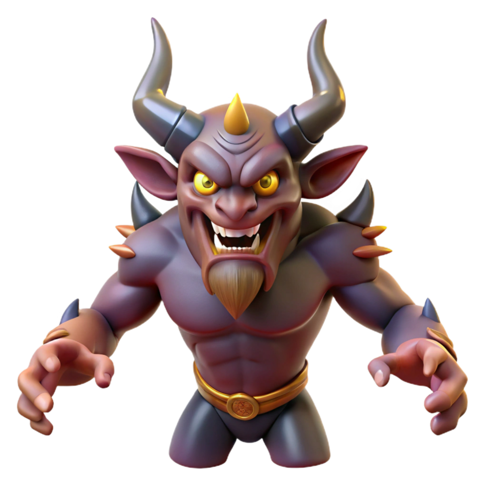 impressive abstract A powerful demon, horns and claws, menacing expression exclusive png