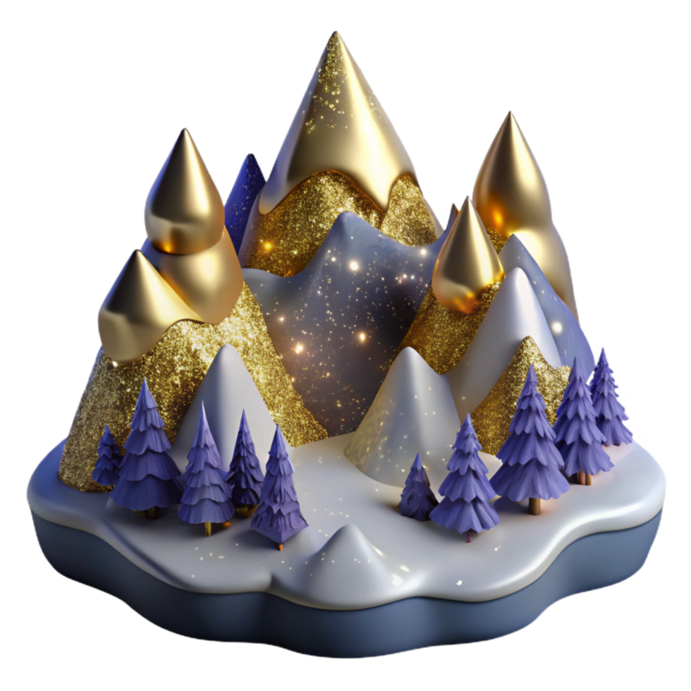 impressive creative Mountain Range with Pine Trees Isolated Element exclusive png