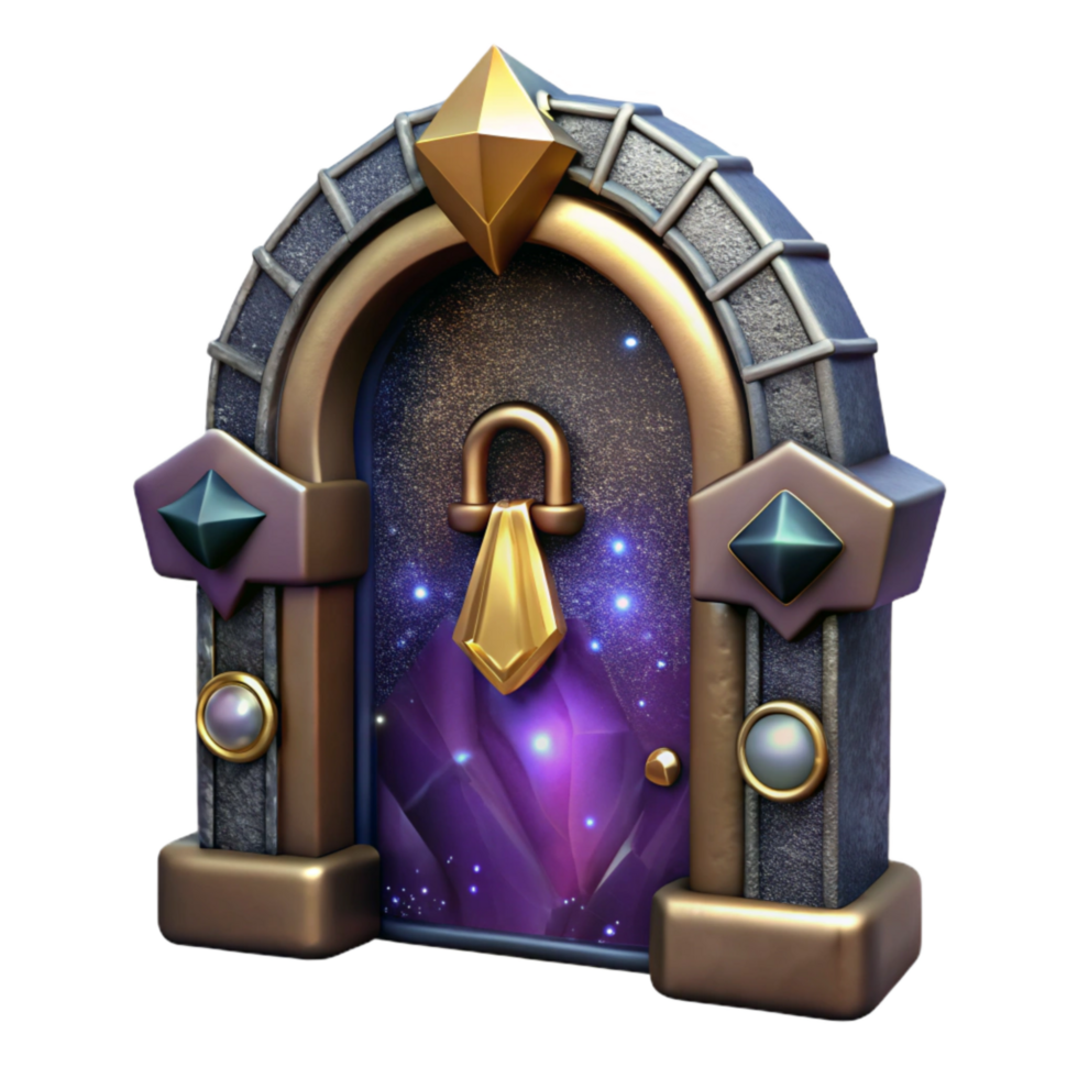 impressive creative Mysterious Door with Knocker Isolated Element detailed png