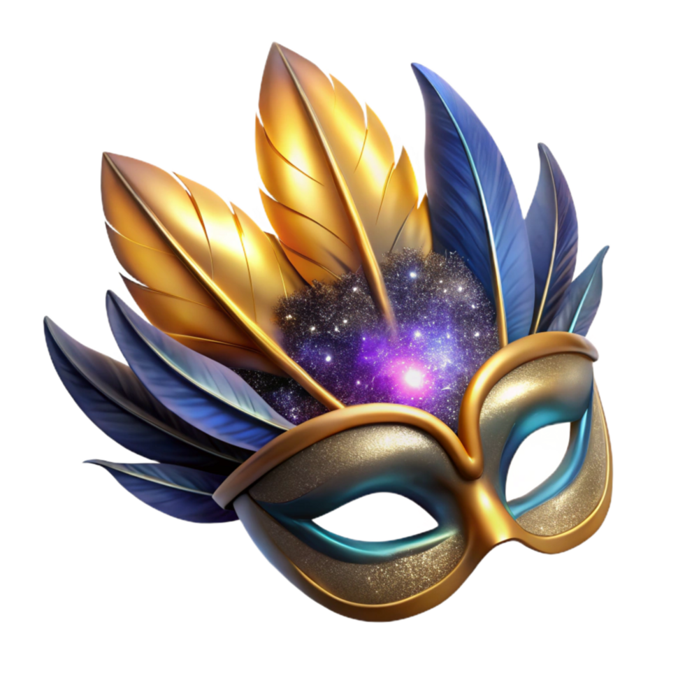 beautiful minimalist Mysterious Mask with Feathers Isolated Element png
