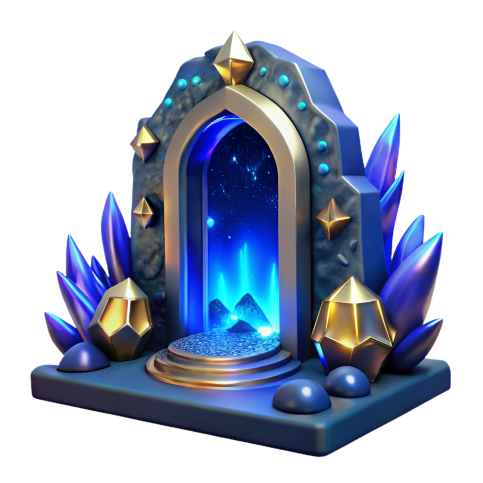 serene minimalist Mystic Portal with Blue Glow Cutout genuine png
