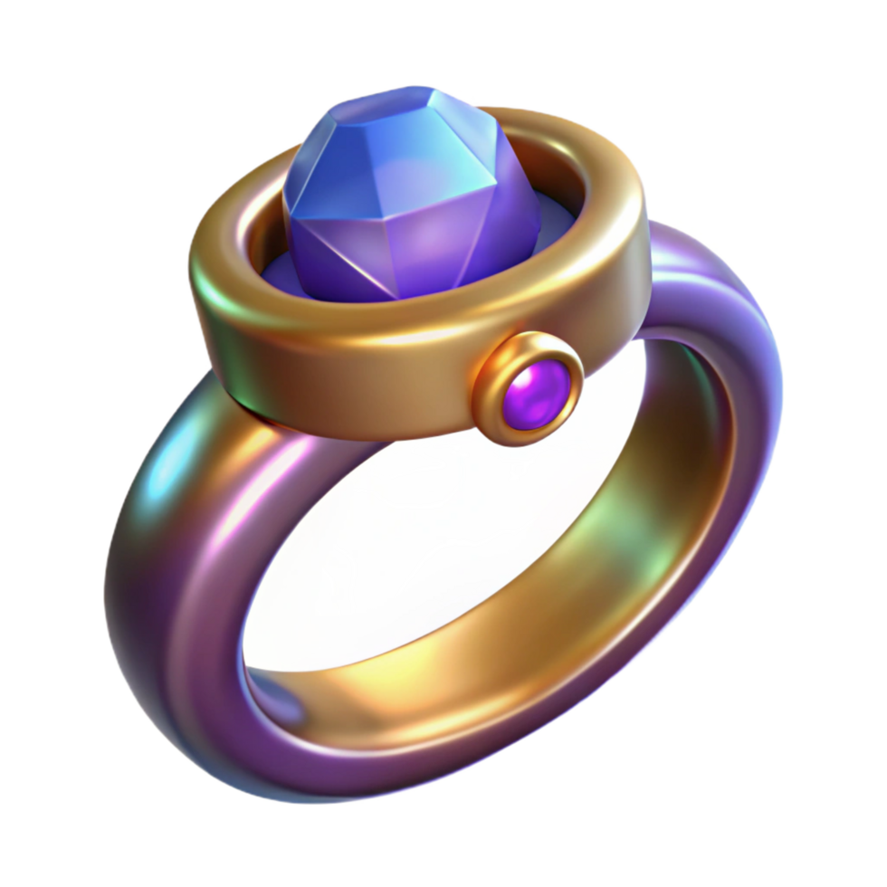 stunning modern A detailed magic ring, glowing gem, intricate band 4K png