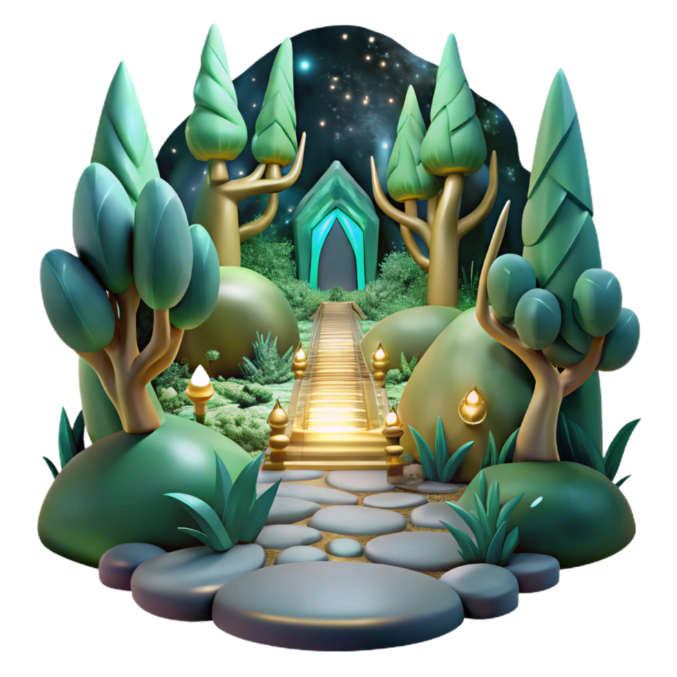 wonderful modern Mystical Forest Path Cutout with Soft Green Lighting exclusive png