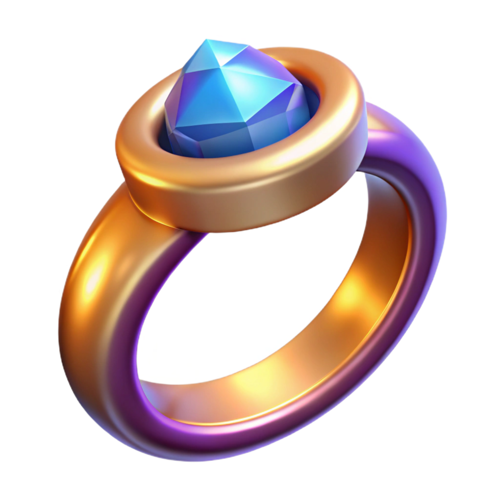 dramatic classic A detailed magic ring, glowing gem, intricate band high quality png