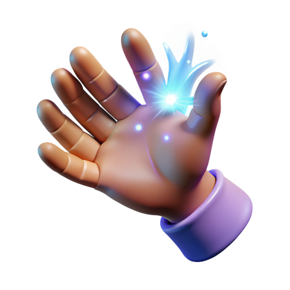 wonderful vintage A single, open hand, glowing with magical energy, reaching out original png