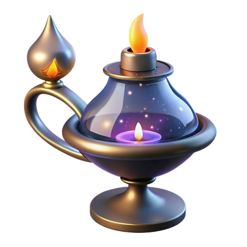 vibrant rustic Oil Lamp Flame with Glass Chimney Transparent png