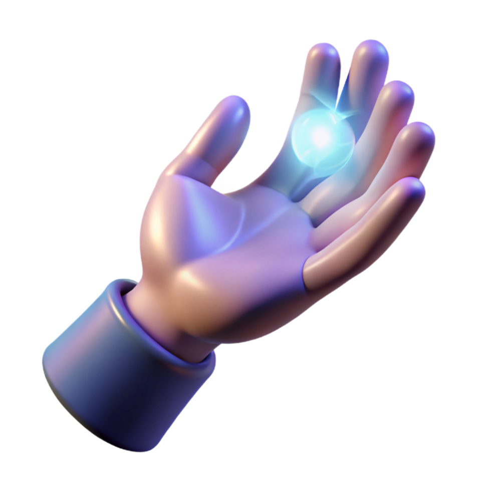 dramatic contemporary A single, open hand, glowing with magical energy, reaching out detailed png