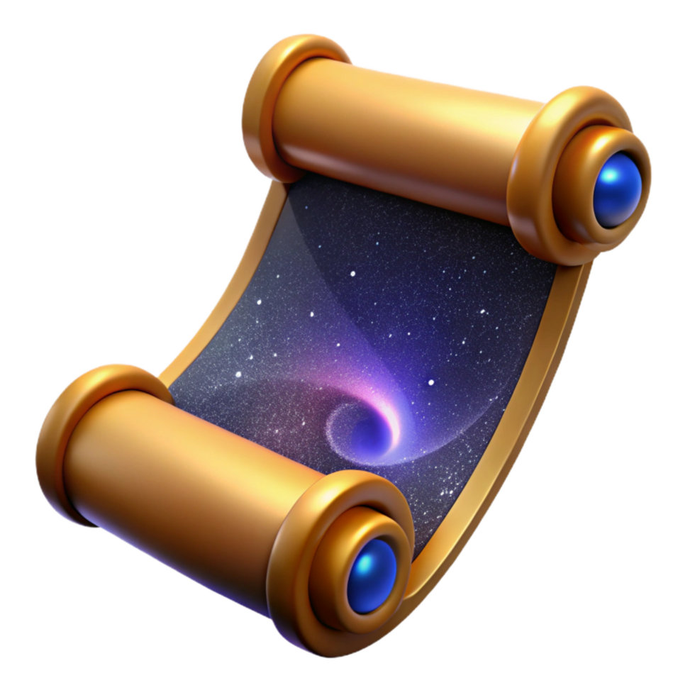 extraordinary artistic Old Parchment Scroll Unrolled View Isolated high resolution png