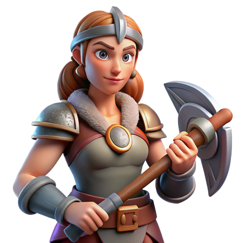 stunning classic A warrior woman, wielding a battle axe high resolution png