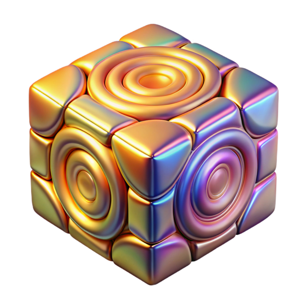 serene abstract A Rubik's Cube with swirling colors and glowing edges, premium png