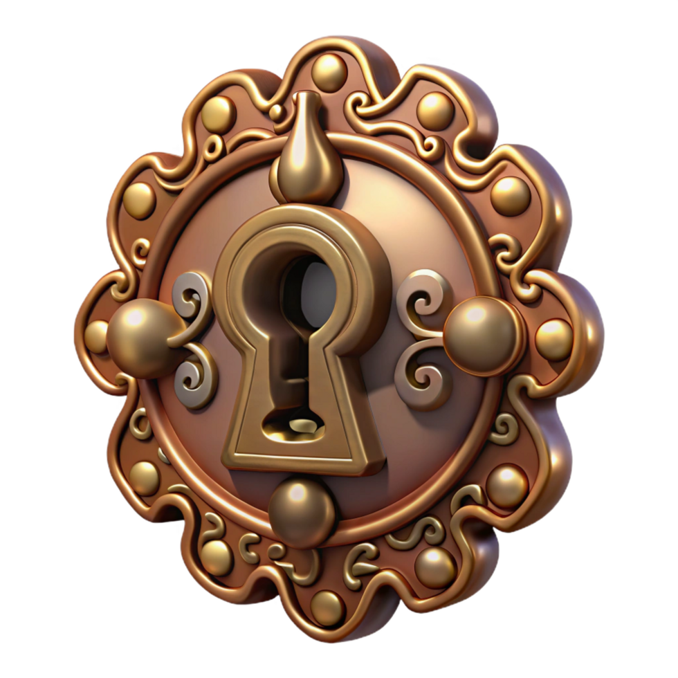 extraordinary classic Steampunk keyhole with intricate filigree and a hidden lock original png