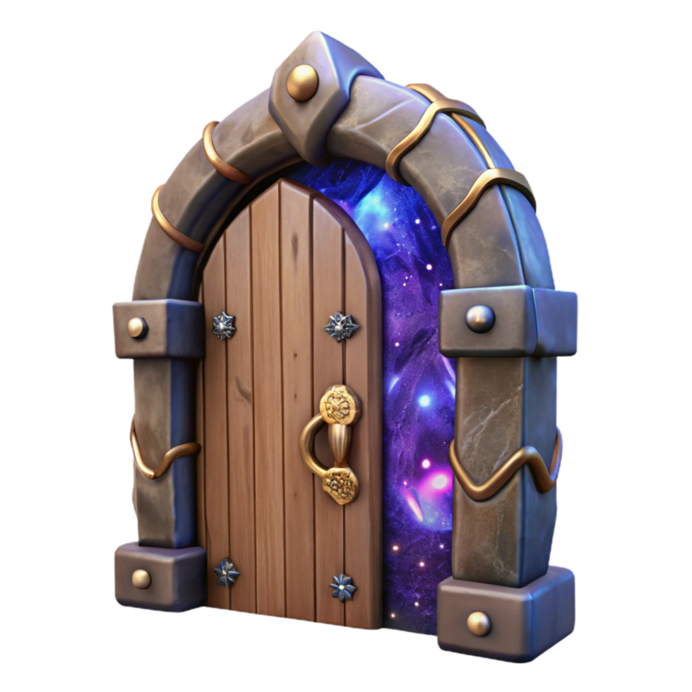 vibrant artistic Old Wooden Door with Rustic Texture Cutout professional png