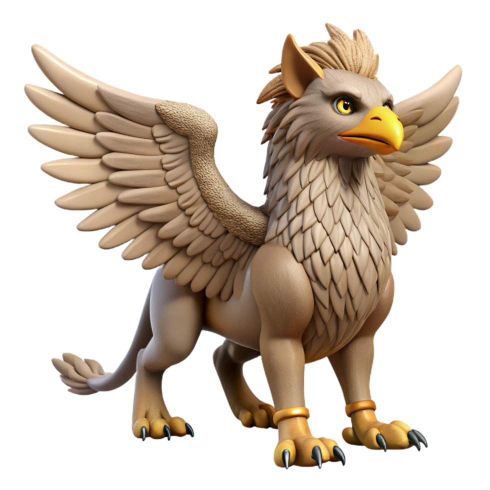 beautiful modern A majestic griffin, wings spread, proud stance detailed png