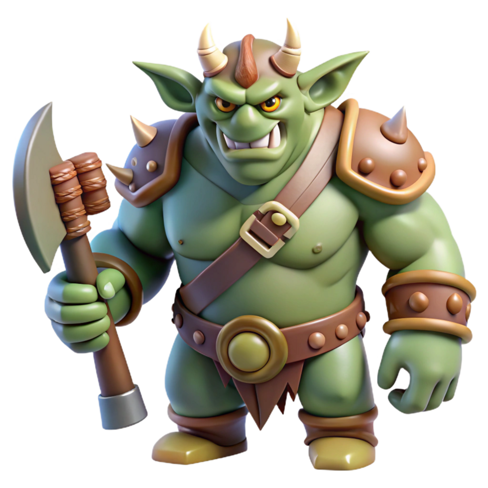 wonderful abstract A fierce ogre, large club, tusks protruding high quality png