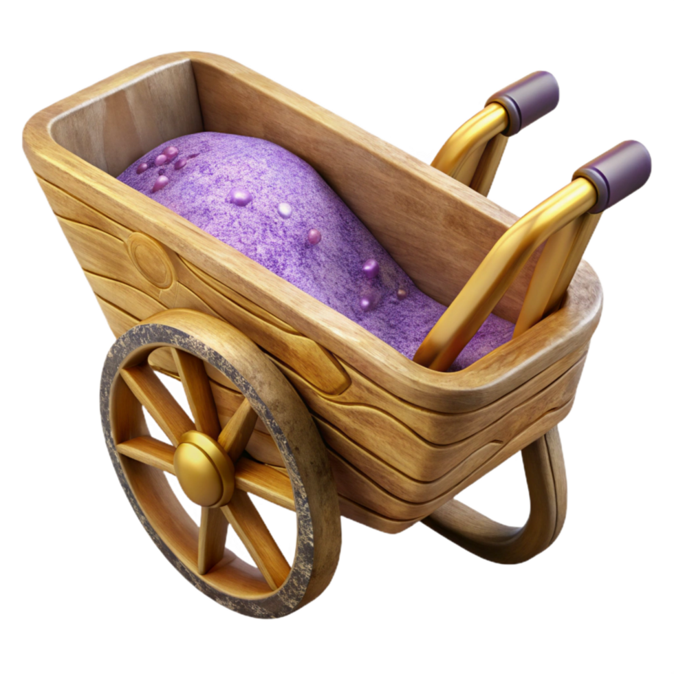 extraordinary classic Old Wooden Wheelbarrow with Rustic Texture Isolated premium png