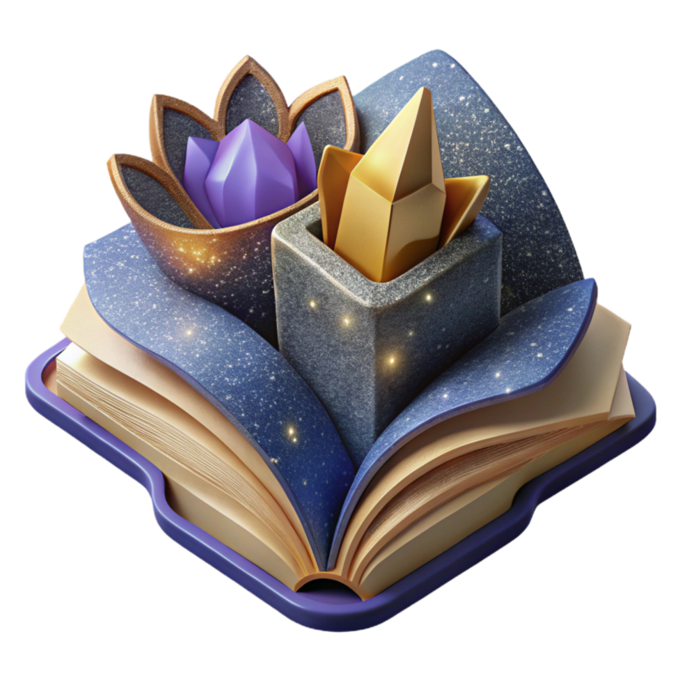 serene abstract Open Book Flat Lay Cutout with Shadow Detail professional png