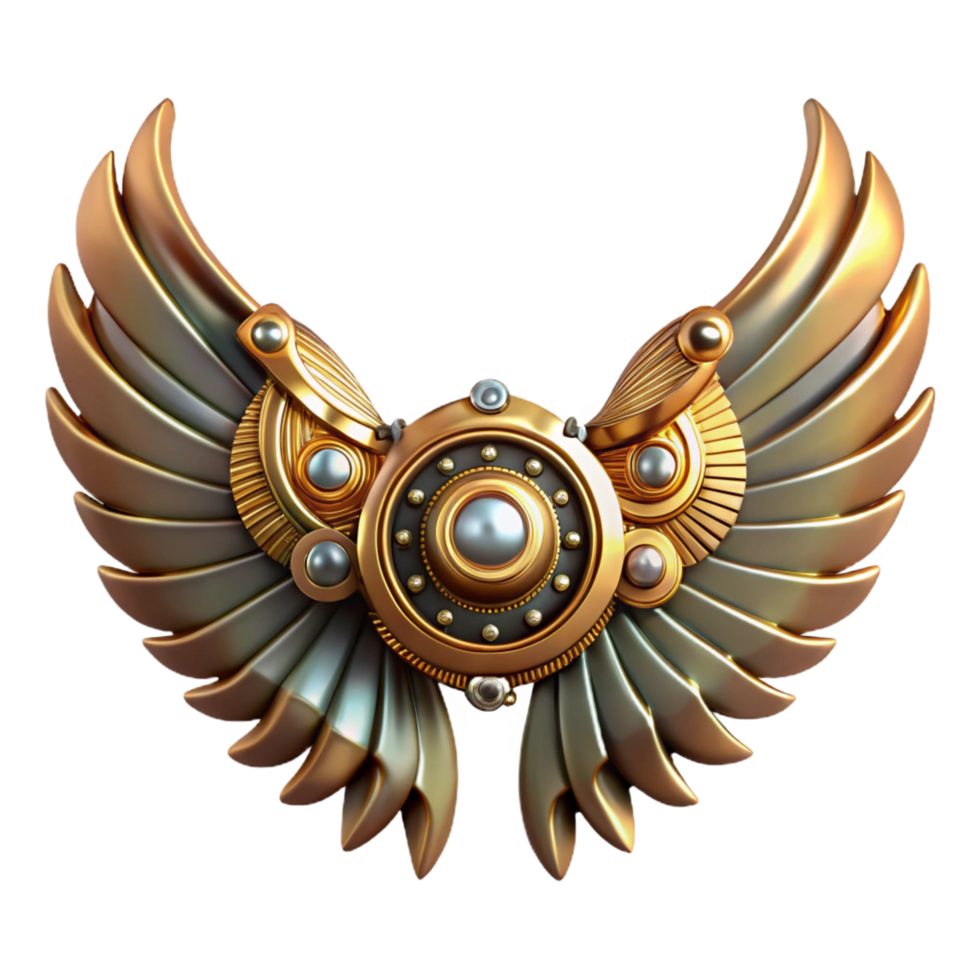 impressive classic Steampunk wings made of intricate clockwork and brass feathers authentic png