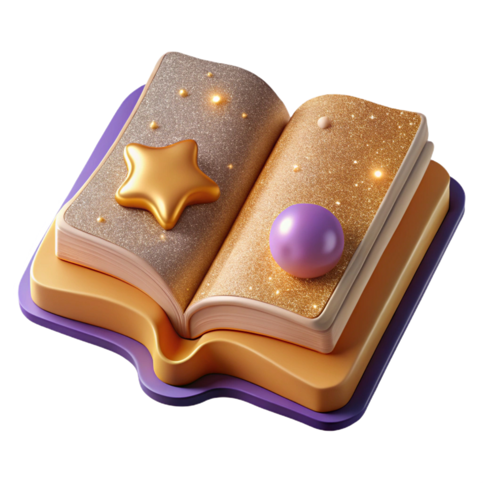 beautiful abstract Open Book Flat Lay Cutout with Shadow Detail png