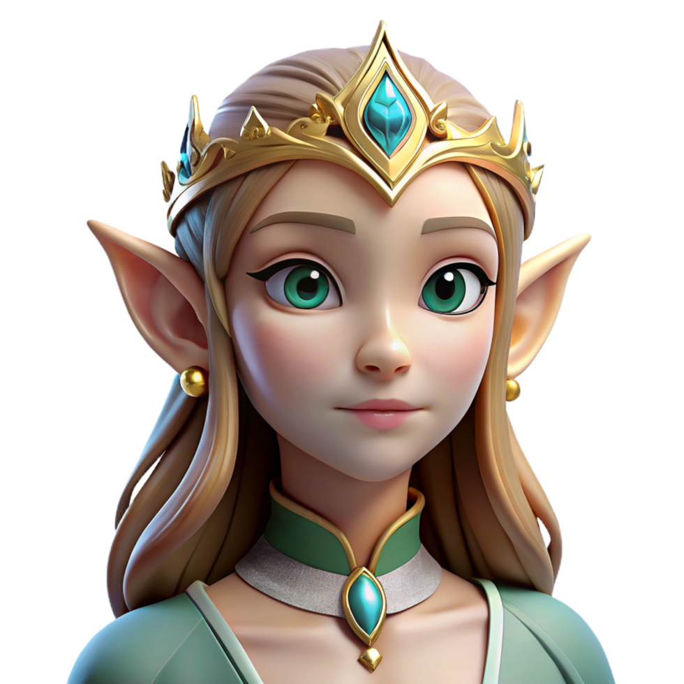 impressive minimalist A beautiful elf princess, wearing a jeweled tiara authentic png