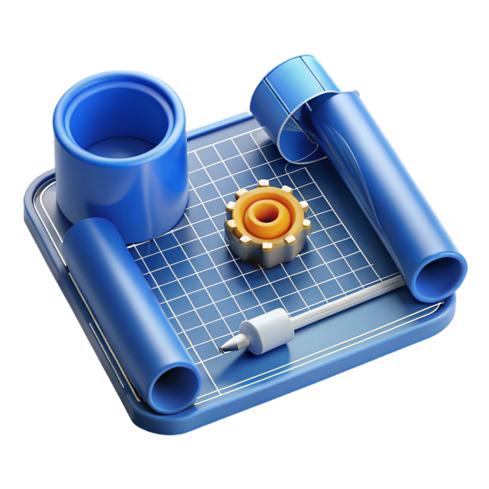 vibrant traditional Engineering blueprint technical drawing genuine png