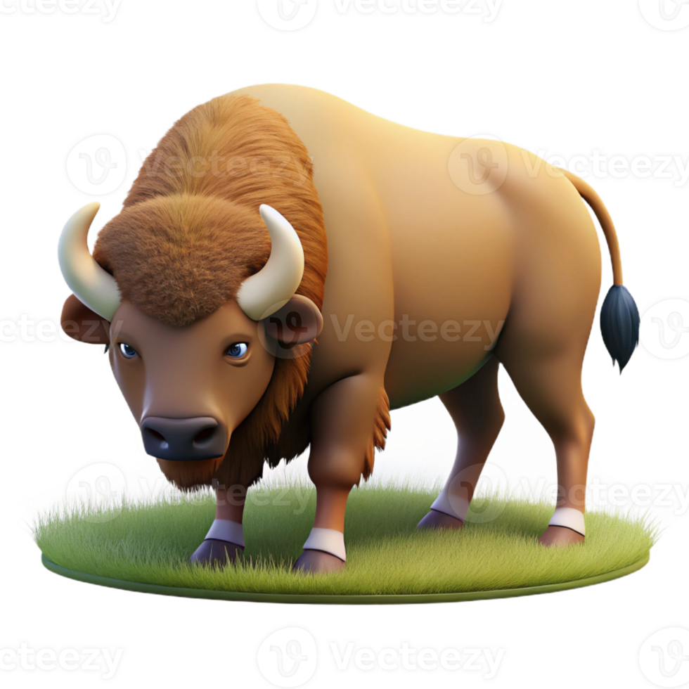 dramatic minimalist A grazing American bison authentic png