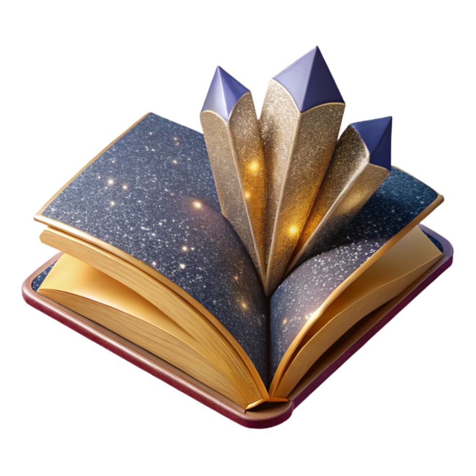 wonderful artistic Open Book with Blank Pages and Quill Pen Transparent Background detailed png