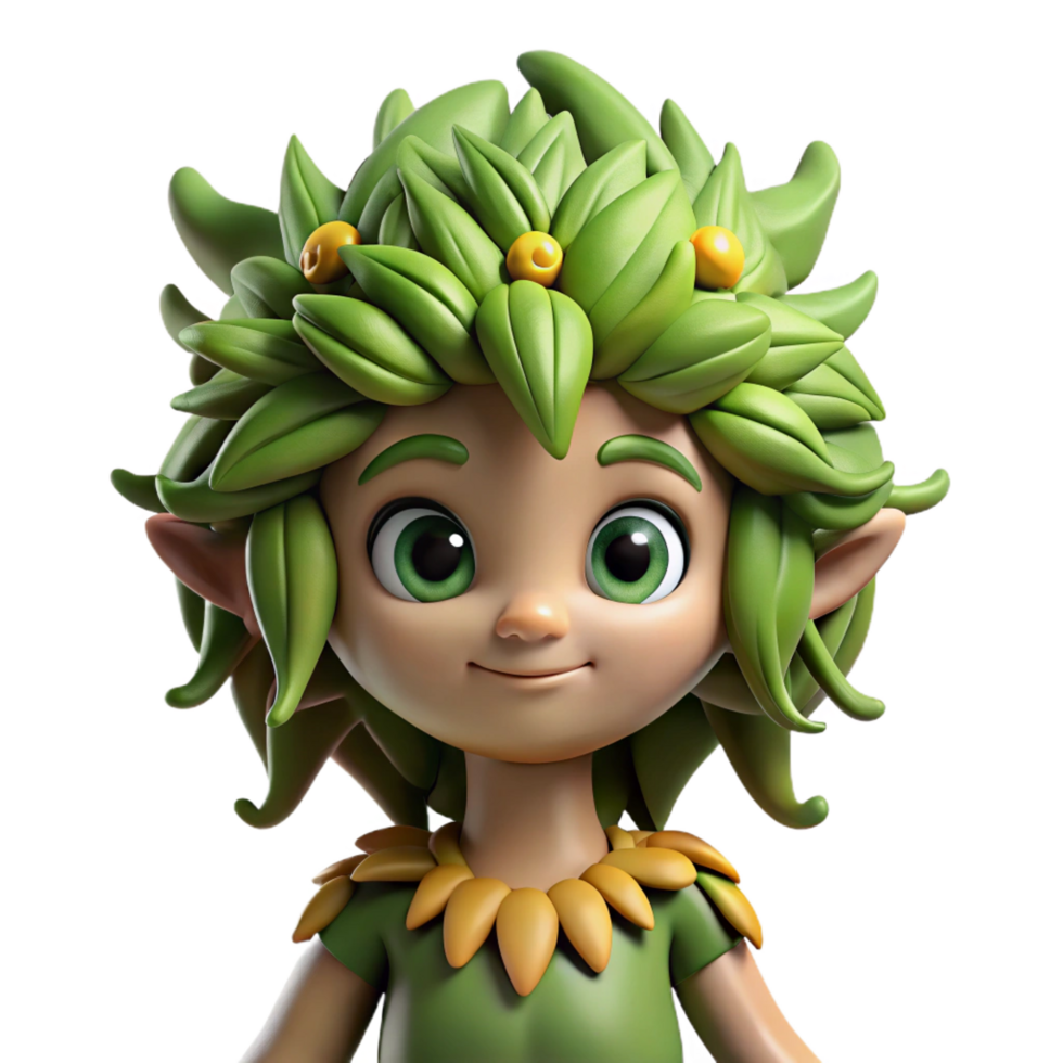 serene classic A playful dryad, leafy hair, bark-like skin exclusive png