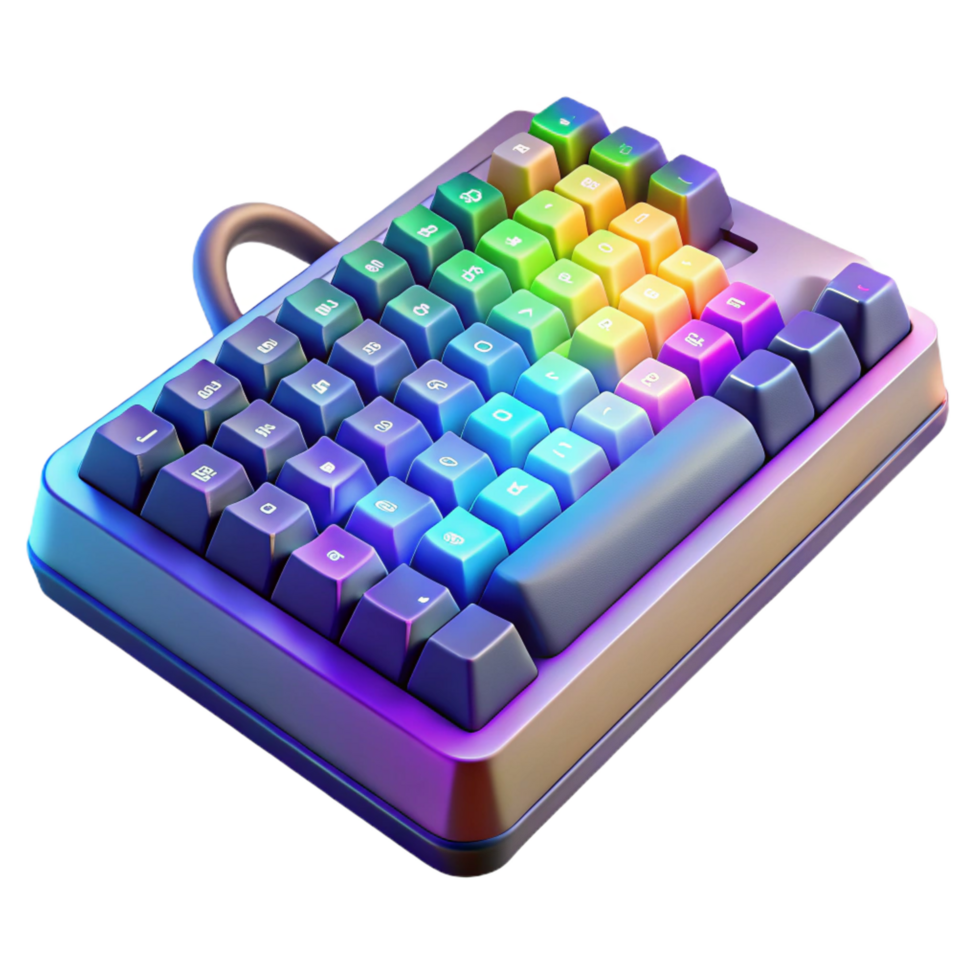 vibrant contemporary Mechanical keyboard with RGB lighting, original png