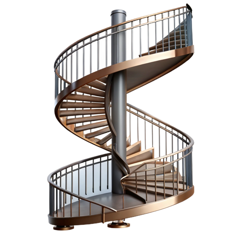 elegant rustic Spiral staircase, wrought iron detailed png