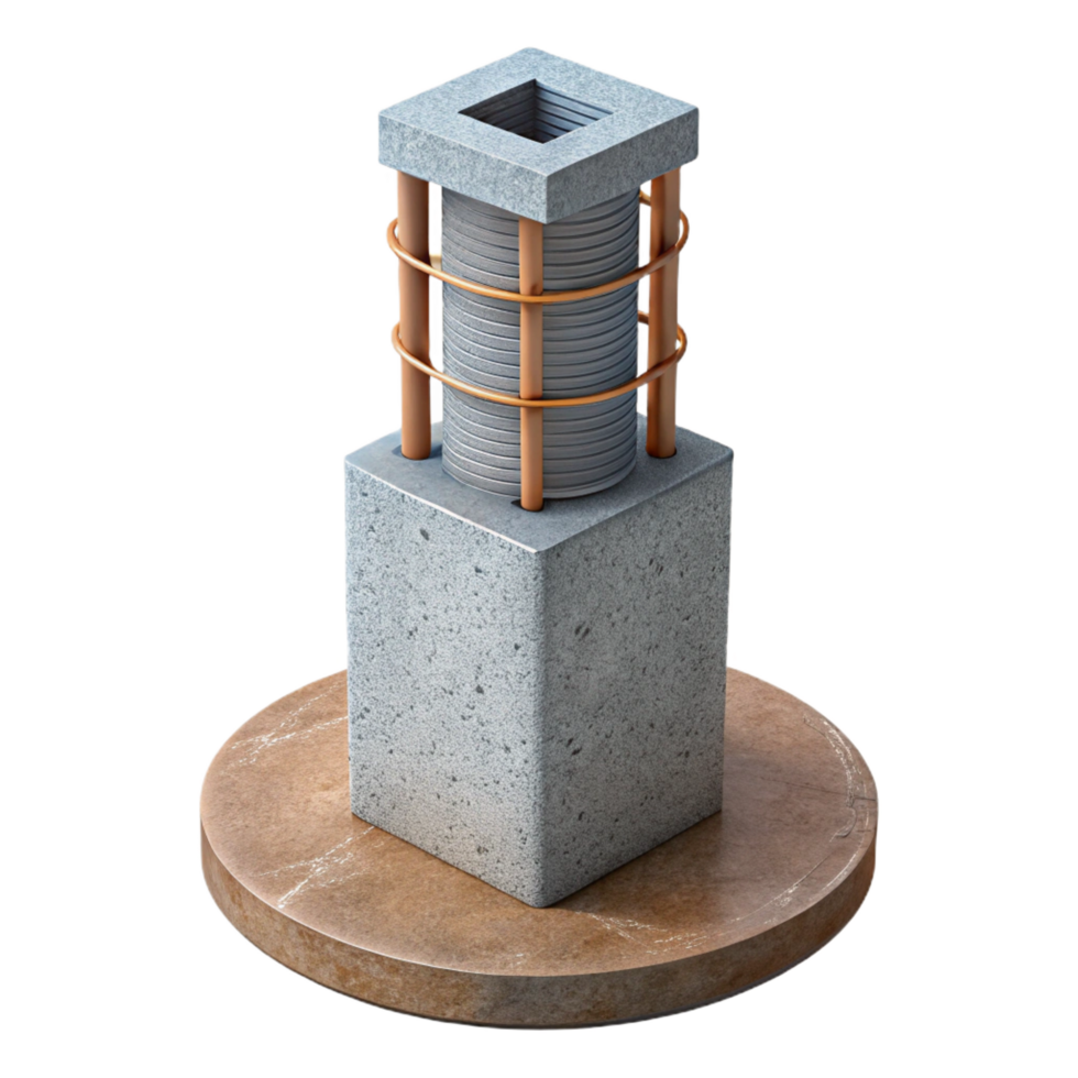 dramatic abstract Concrete pillar with rebar exposed authentic png