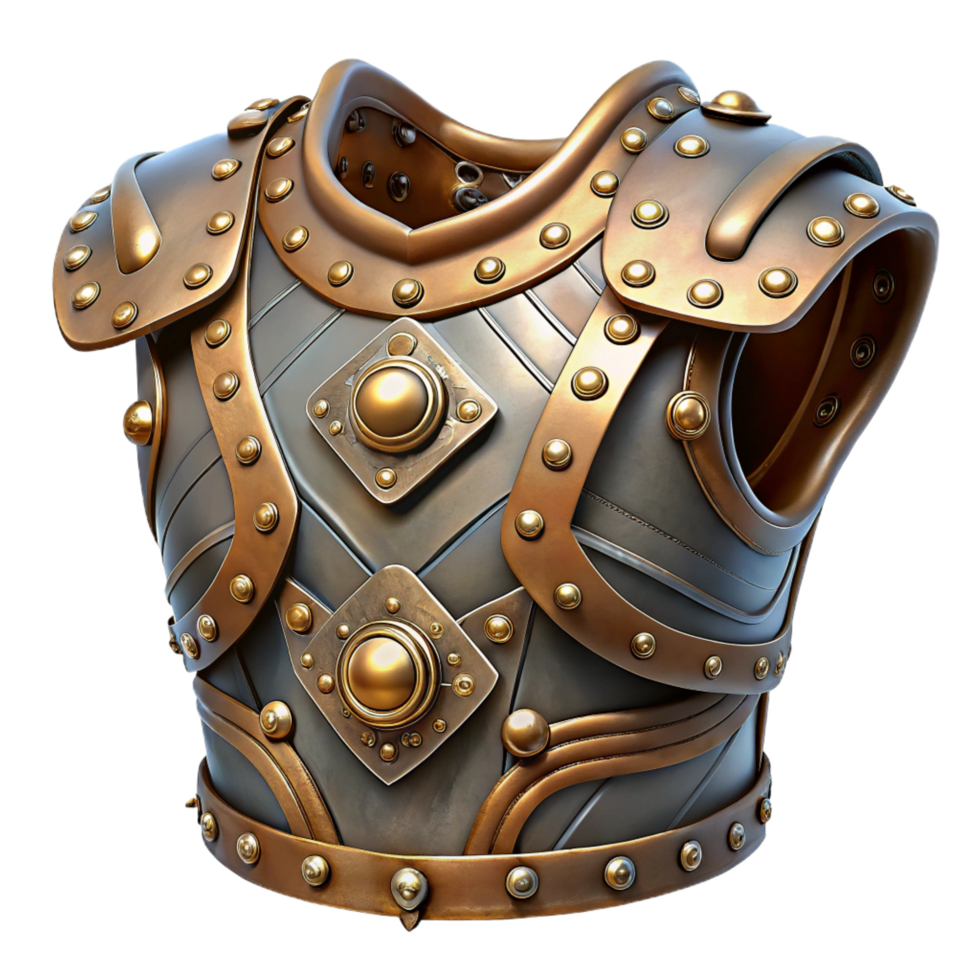 serene vintage Steampunk armor breastplate with intricate metalwork and rivets exclusive png