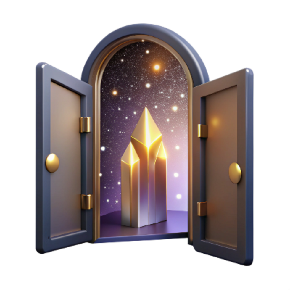 beautiful abstract Open Door with Light Shining Through Isolated detailed png