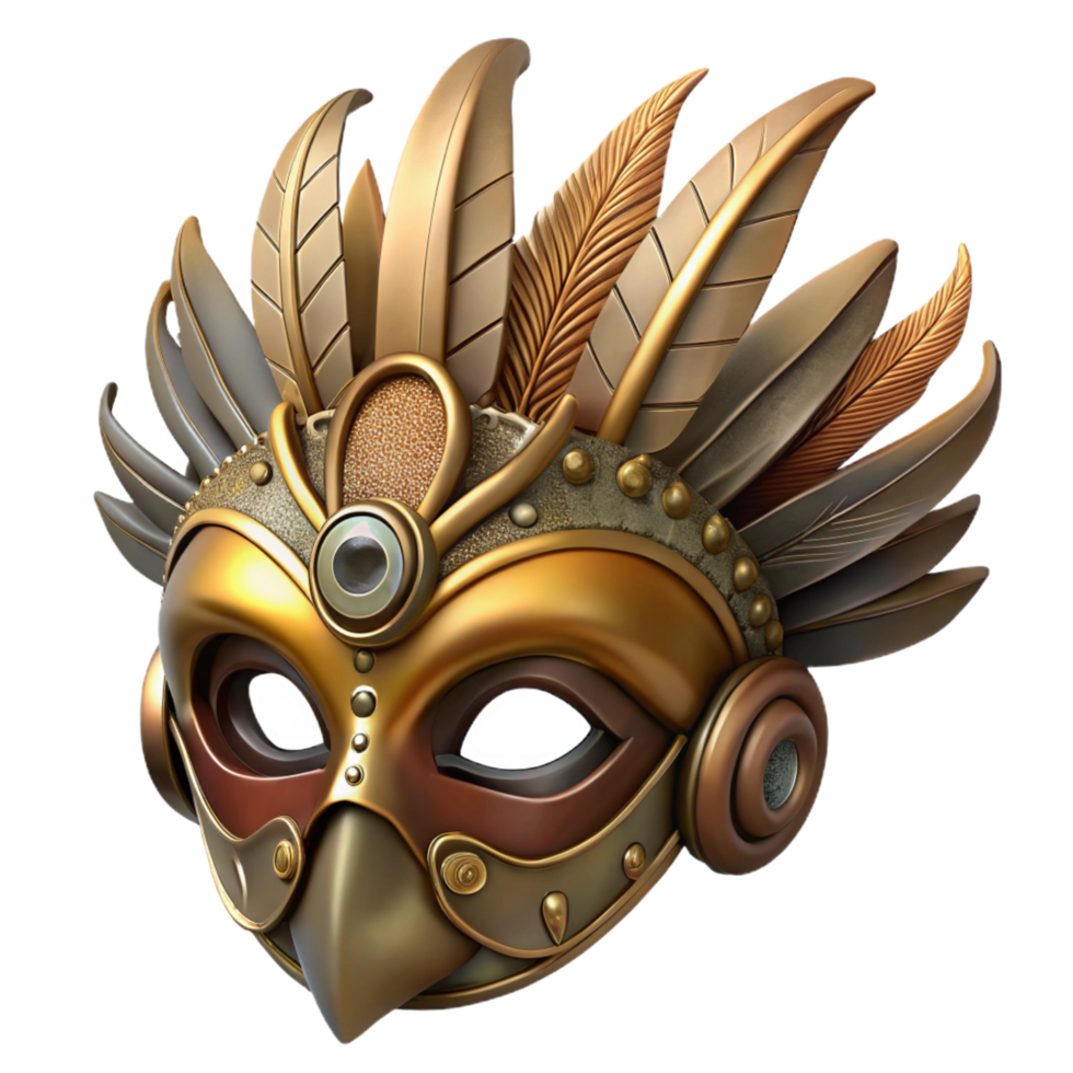 wonderful modern Steampunk mask with intricate filigree and feathered accents premium png