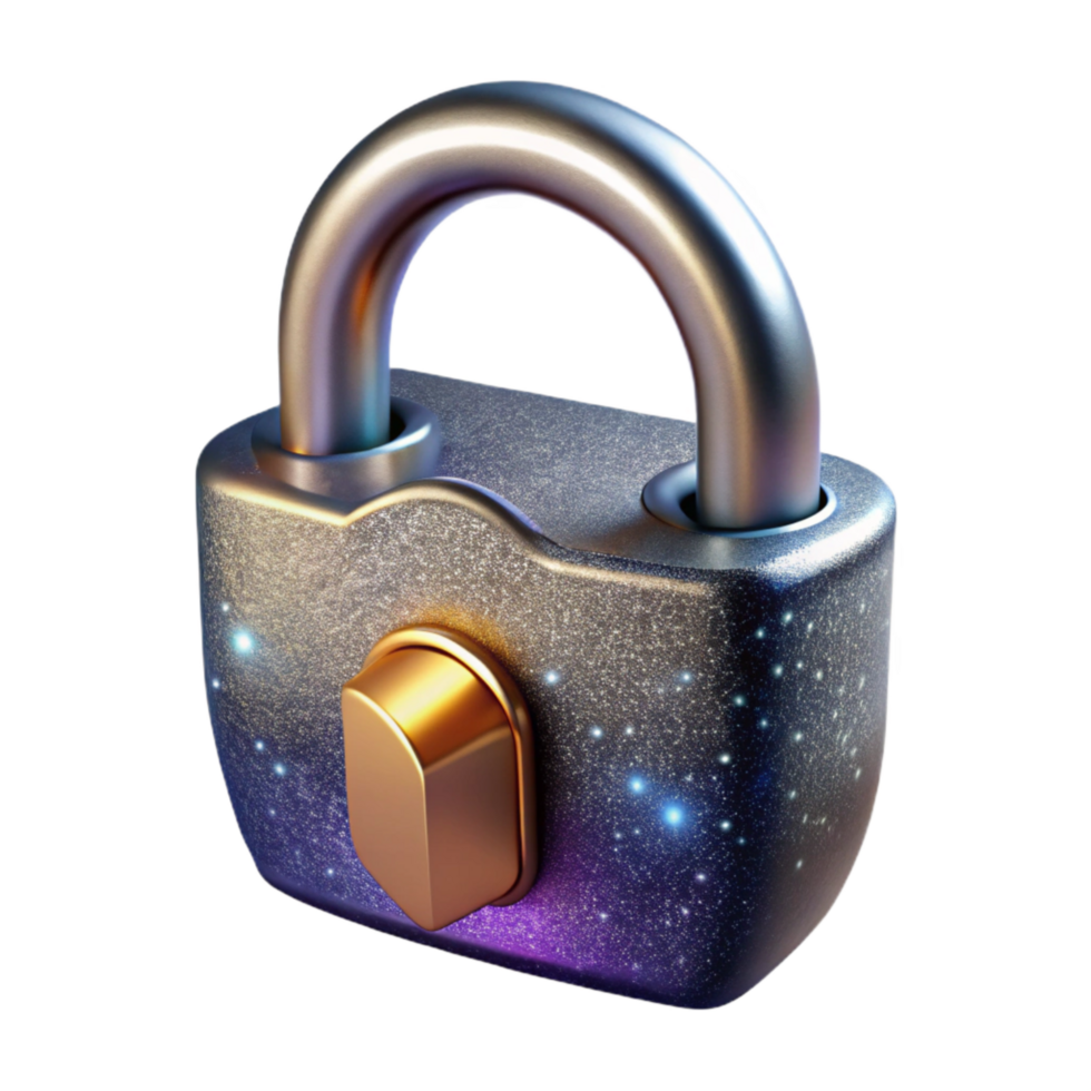 extraordinary rustic Open Padlock with Shiny Metal Texture Isolated png