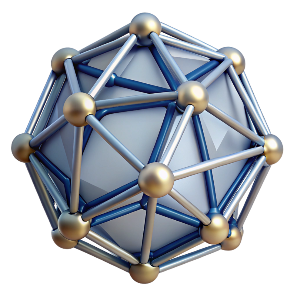 elegant abstract Geodesic dome connector hub, detailed png