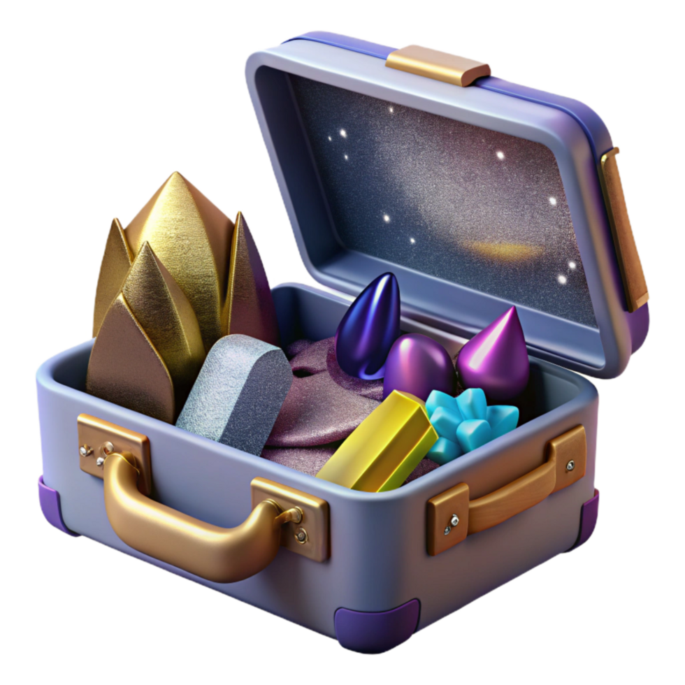 serene contemporary Open Suitcase with Packed Clothes Isolated on Transparent Background high quality png