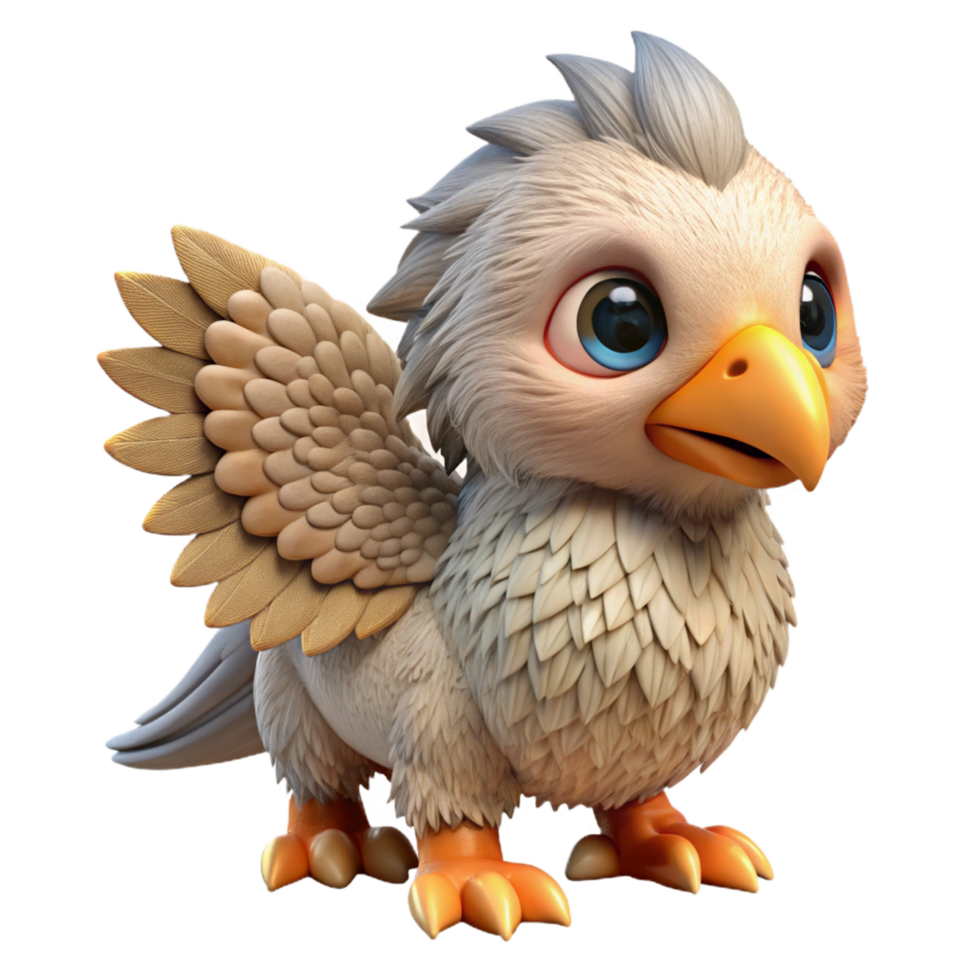 impressive abstract A majestic griffin chick, fluffy down, small wings original png