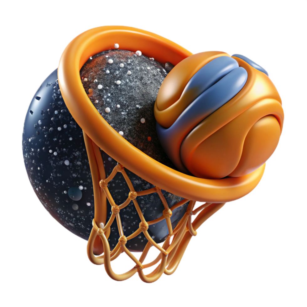dramatic minimalist Orange Basketball Net Hoop View Isolated authentic png