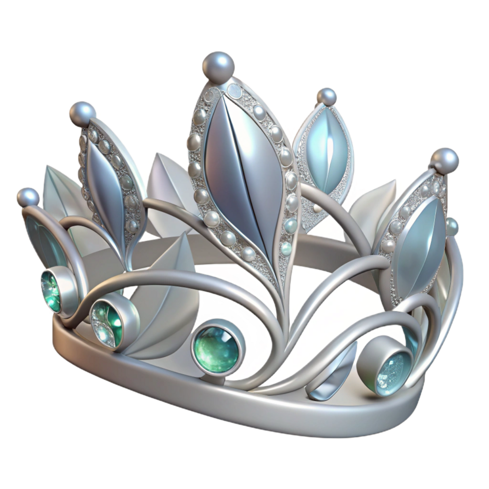 impressive artistic A delicate elven tiara, silver leaves, sparkling gems genuine png