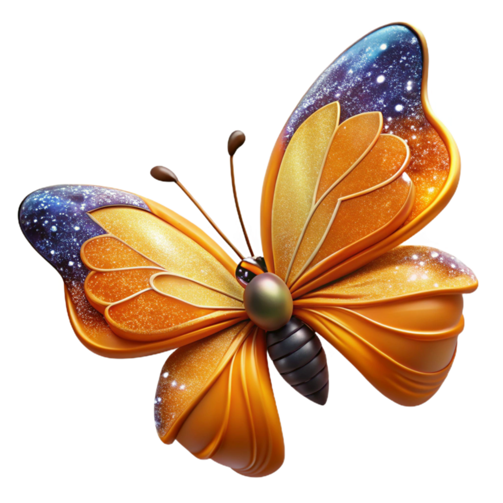 magnificent creative Orange Butterfly in Flight Side View Cutout authentic png