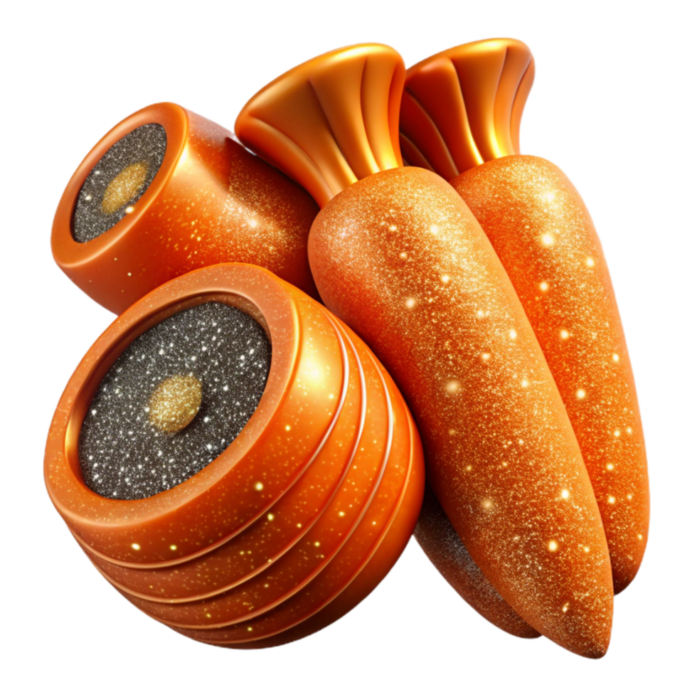 dramatic minimalist Orange Carrot Sliced Rounds Detailed Texture Isolated png