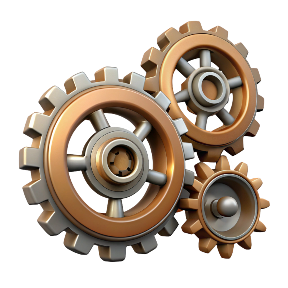 stunning modern Steampunk gear set with various sizes and intricate teeth premium png