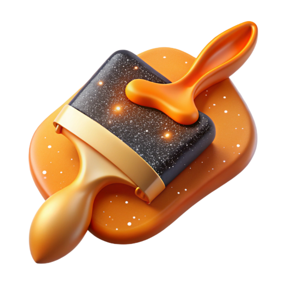 beautiful modern Orange Paintbrush with Bristles Cutout professional png