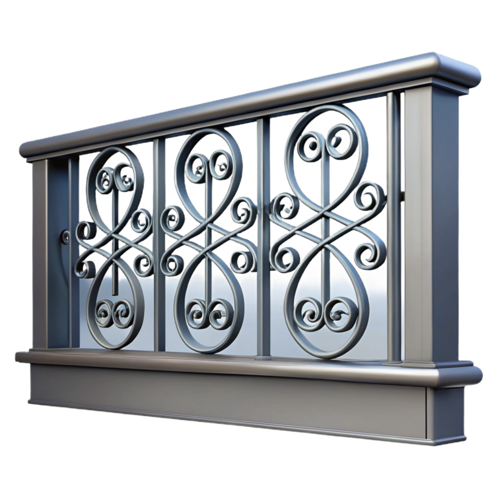 impressive rustic Metal railing, balcony, decorative authentic png